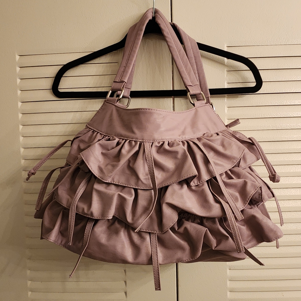 Elegant Ruffled Pink Handbag